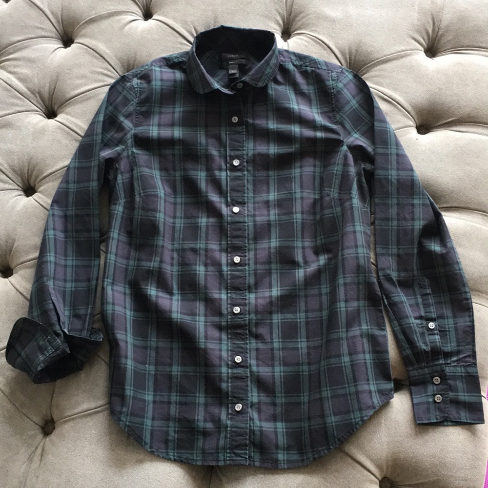 J. Crew blackwatch club collar perfect shirt